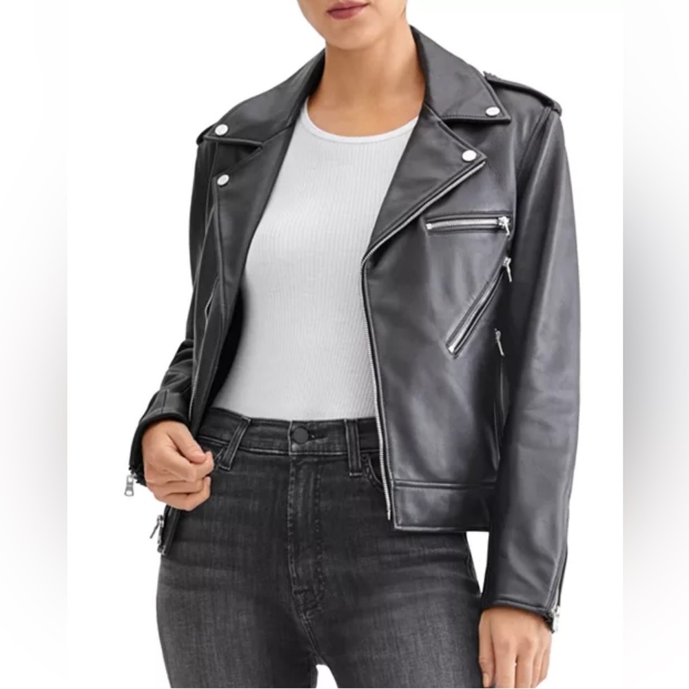 7 For All Mankind Black Leather Jacket